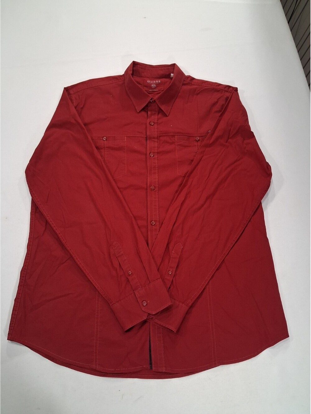 Guess Slim Fit X91H00R85T0 Men's Red Long Sleeve Button-Up Shirt Pocket Size 2XL
